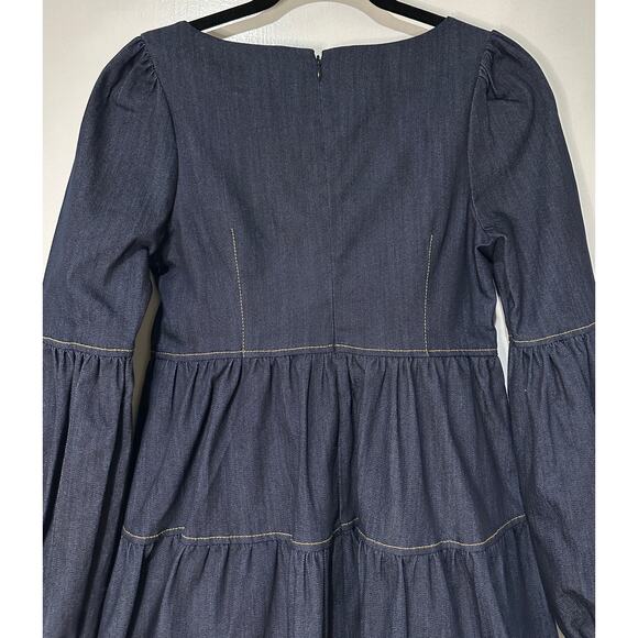 Cinq à Sept Rose Long Sleeve Stretch Denim Dress Indigo Size Small NWOT Romantic - Picture 10 of 16